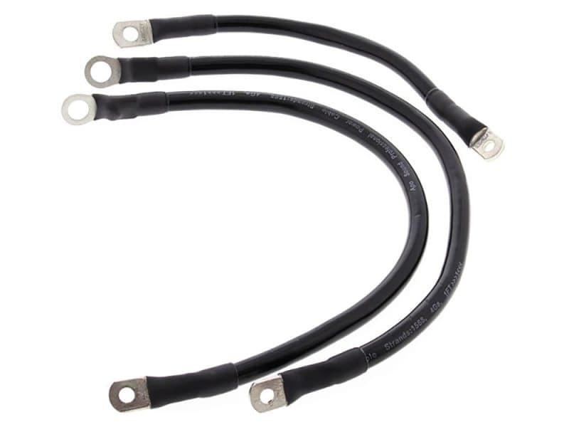 Battery Cable Kit - Black. Fits FL 1965-1979. Heavy-duty motorcycle ignition coil wires for Revelry Motorcycles, durable electrical components AU.