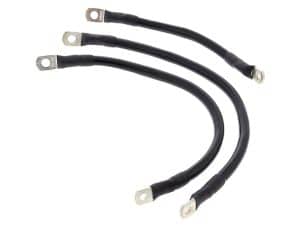 Heavy-duty motorcycle battery cables set for Revelry Motorcycles, durable wiring for reliable electrical connections.