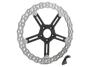 Lightweight bicycle chainring with mounting hardware for Revelry Motorcycles.