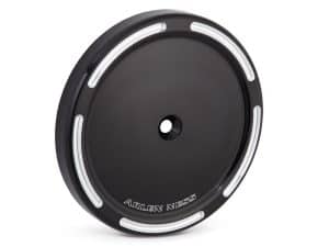 High-performance motorcycle wheel with LED lighting for Revelry Motorcycles.