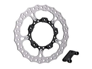 High-performance bicycle disc brake rotor with mount for motorcycle safety and durability.