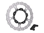 High-performance motorcycle disc brake rotor with mounting hardware for Revelry Motorcycles.