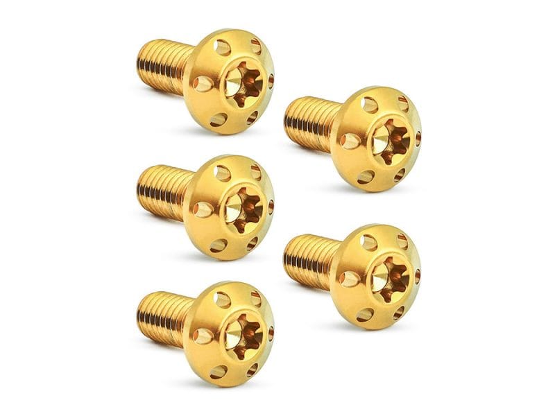 Golden motorcycle wheel sliders for Revelry Motorcycles, high-quality CNC machined aluminium.