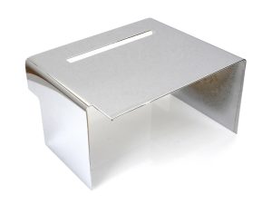 Sleek metal motorcycle toll box for Revelry Motorcycles, durable and stylish storage accessory.