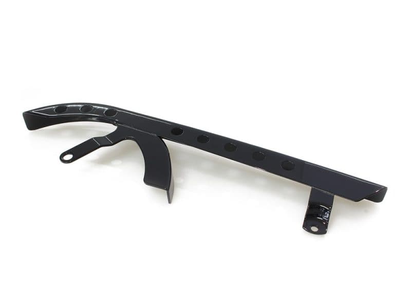 Black motorcycle handlebar with mounting brackets for Revelry Motorcycles.