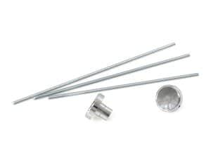 Aluminium motorcycle fork tube kit with chrome finish, ideal for motorcycle maintenance and upgrades.