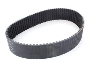 V-Belt for motorcycle engine drive, black rubber, high durability, ideal for custom bikes and repairs.