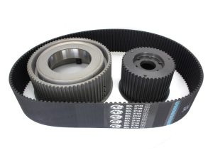 High-performance motorcycle timing belt and pulleys for Revelry Motorcycles enthusiasts.