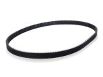 Flexible black motorbike belt for motorcycle engine drive systems.