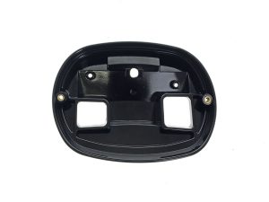 Black motorcycle mirror mounting base for Revelry Motorcycles.