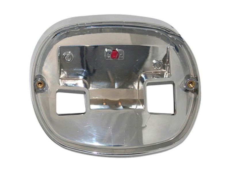 Taillight Base Plate for HD Taillight - Chrome. Fits Twin Cam 1999-2017 OEM Fenders Bright aluminium motorcycle headlight with clear lens and mounting hardware.