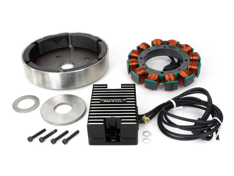 High-performance electric motorcycle stator kit with motor components for Revelry cycles.