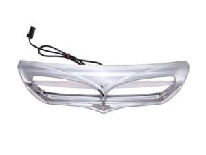 Shiny motorcycle headlight assembly with wiring for Revelry Motorcycles, Australian bike accessories.