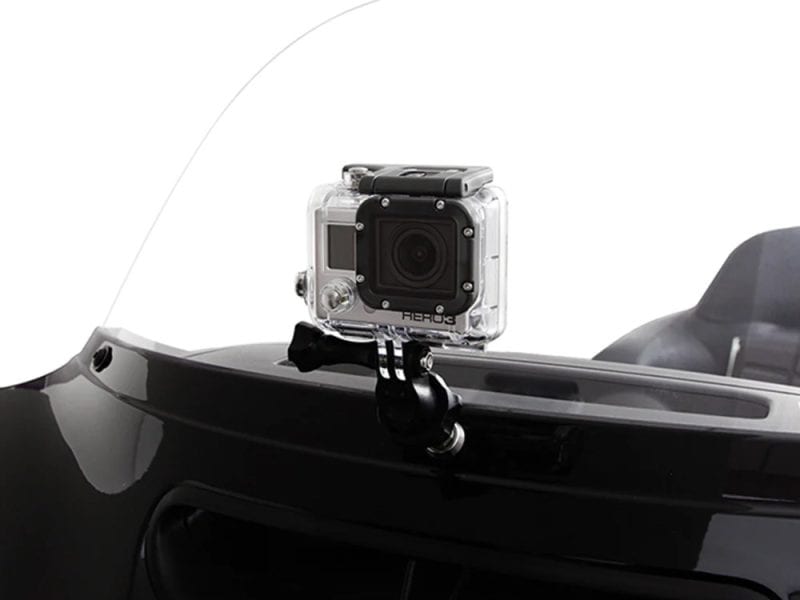 HD action camera mounted on motorcycle, perfect for capturing riding adventures and motorcycle riding videos.