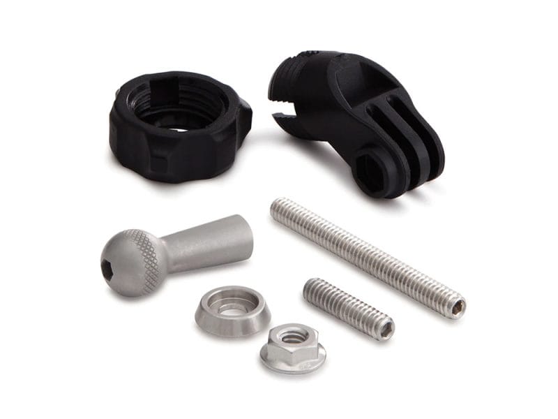 Aluminium motorcycle parts with black plastic accessories and screws for Revelry Motorcycles.