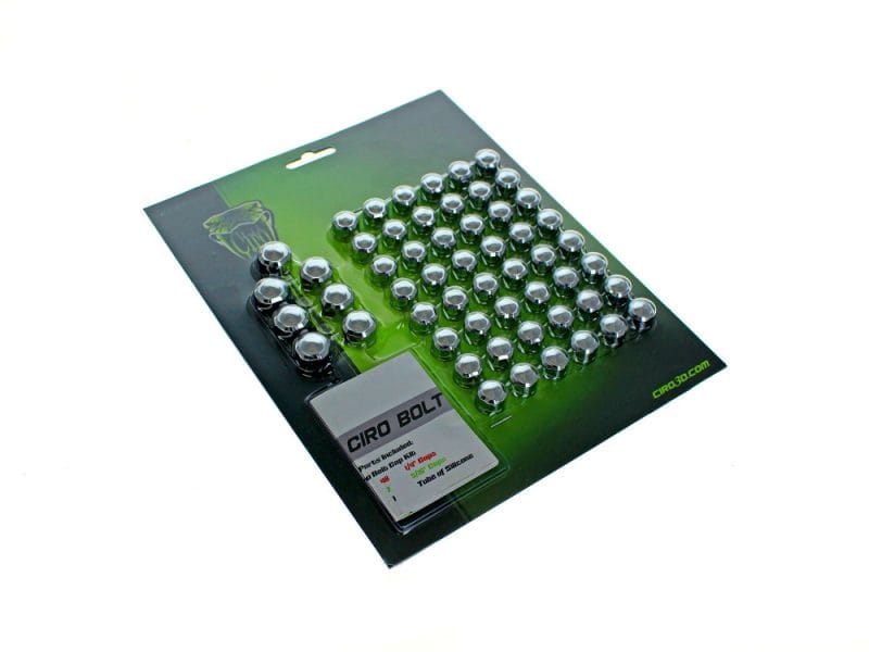 Small chrome motorcycle bolt protectors for Revelry Motorcycles accessories.
