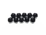 Black motorcycle bar end weights for Harley Davidson and custom bikes, enhancing ride comfort and stability.