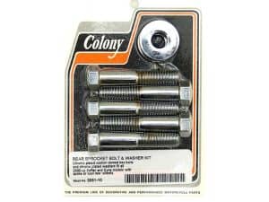 Bolt and washer kit for motorcycle rear sprockets.