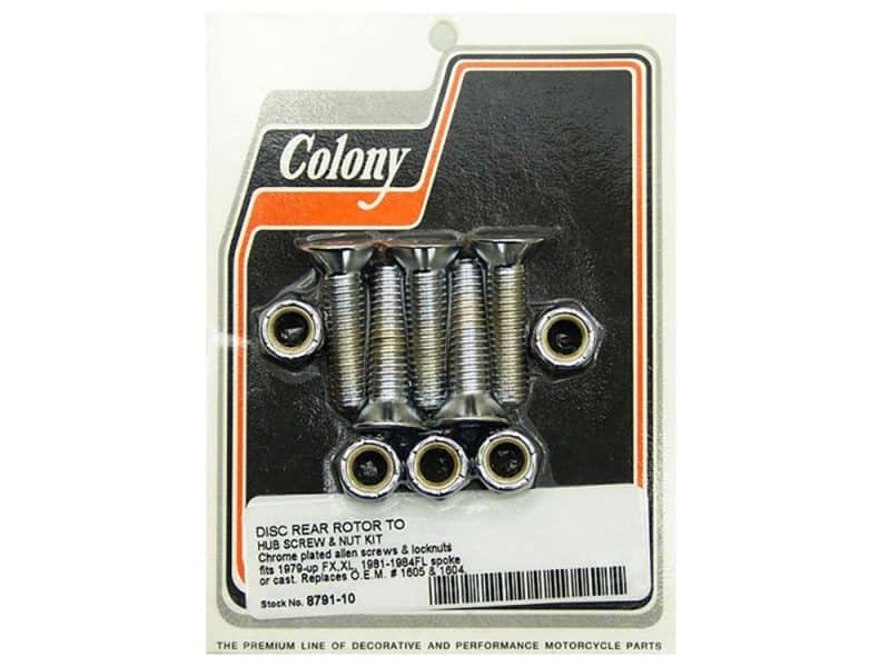 Colony motorcycle wheel hub bolts and nuts kit, compatible with Harley FX XL models.