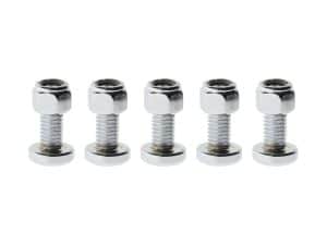 Chrome motorcycle wheel bolt set for Revelry Motorcycles, durable alloy construction.