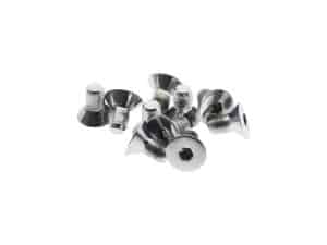 Chrome motorcycle screw bolts for bike maintenance and repairs.
