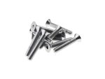 Assorted stainless steel motorcycle bolts and screws for Revelry Motorcycles parts and accessories.