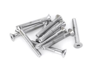 Stainless steel motorcycle bolts for high-performance Revelry Motorcycles bikes.