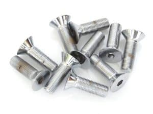 High-quality chrome bolts for motorcycle customisation and repairs.