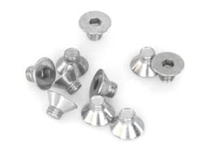 Aluminium motorcycle engine screws and fasteners for custom Revelry Motorcycles builds.