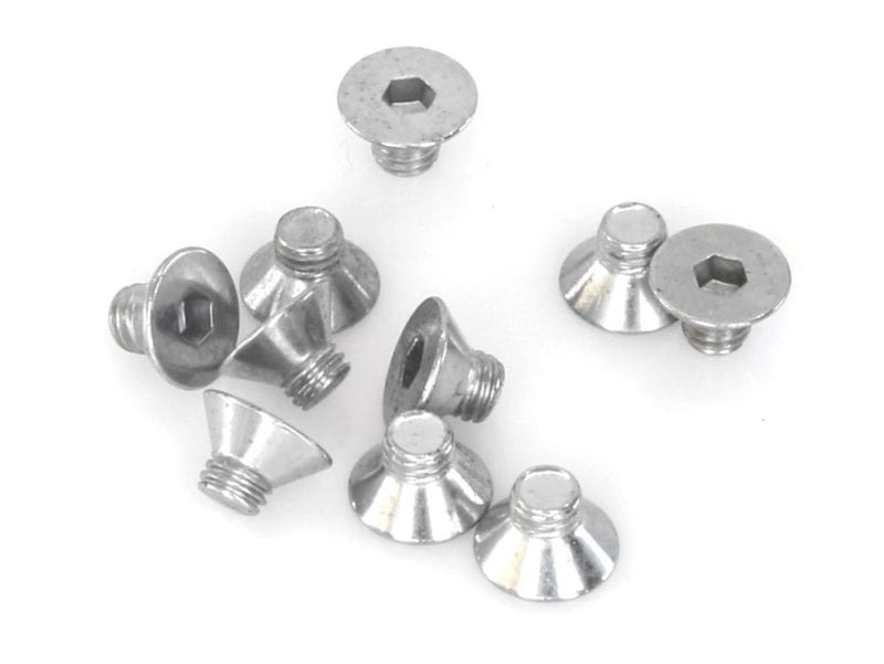 Aluminium motorcycle engine screws and fasteners for custom Revelry Motorcycles builds.