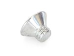Bright silver motorcycle handlebar end plug for custom bike parts.