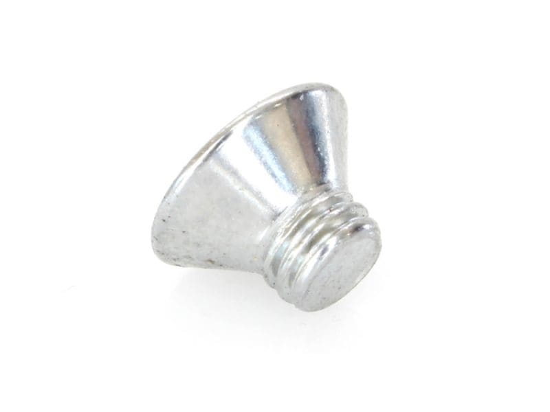 Bright silver motorcycle handlebar end plug for custom bike parts.