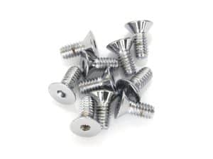 Shiny silver motorcycle screws for Revelry Motorcycles bikes.
