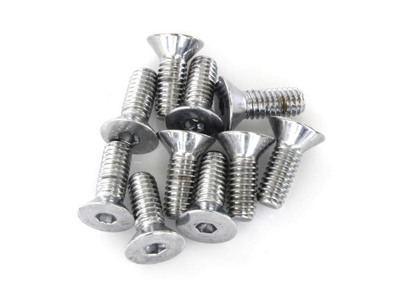 Stainless steel motorcycle screws for revelry cycles projects.