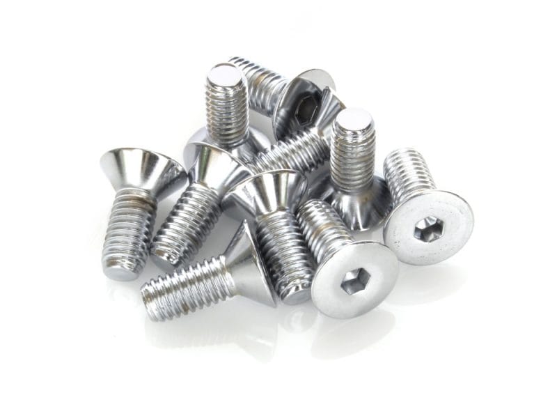 High-quality motorcycle hardware bolts for custom Revelry Motorcycles builds.