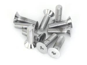 Stainless steel motorcycle screws for bike maintenance and repairs.
