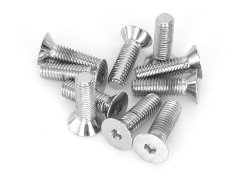 Stainless steel motorcycle screws for bike maintenance and repairs.