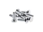 Shiny steel bolts and nuts for motorcycle assembly or repair.