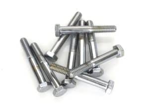Stainless steel motorcycle bolts for bike repair and maintenance.