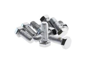 Shiny metallic motorcycle bolts and screws for Revelry Motorcycles parts and accessories.