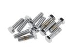 Assorted chrome motorcycle bolts for durable motorcycle maintenance and repairs.