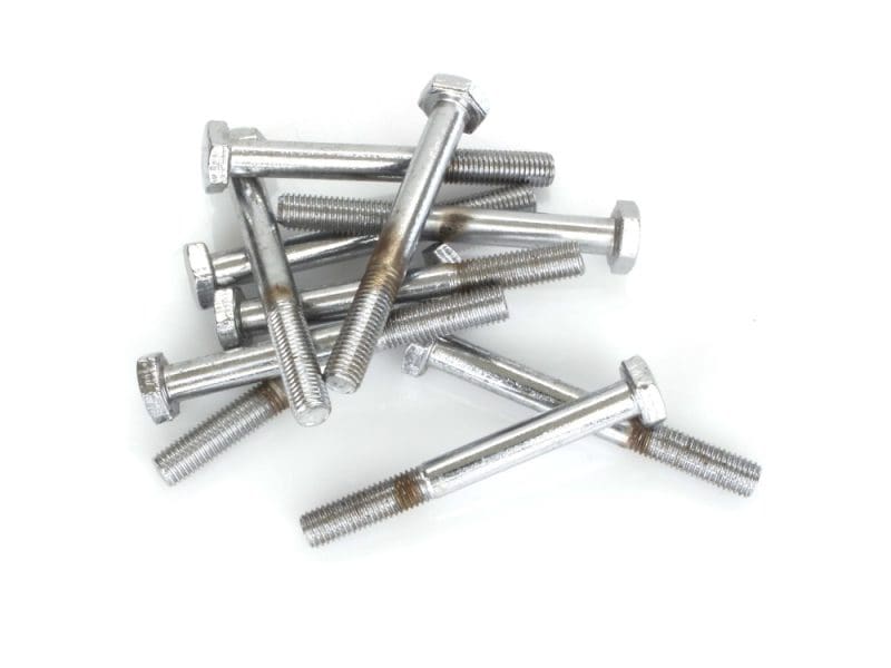 Stainless steel motorcycle bolts for Revelry Motorcycles and custom bike builds.