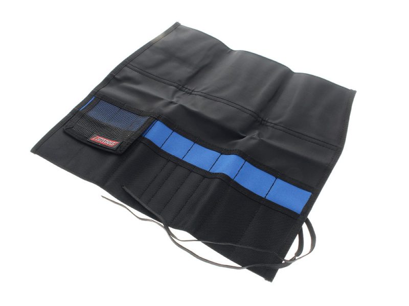 Adjustable motorcycle tool roll for Revelry Motorcycles, durable and compact.