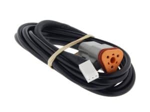 Extension cord for motorcycle use with durable wiring and weather-resistant connector.