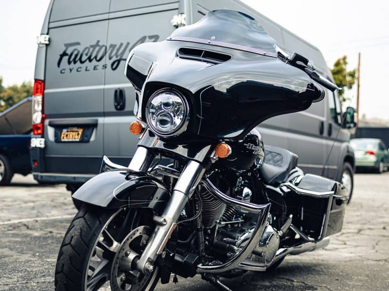 High-performance black touring motorcycle at Revelry Motorcycles, Australian motorbike shop.