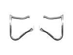 Shiny metal motorcycle handlebar, sleek design for custom Harley or cruiser bikes.