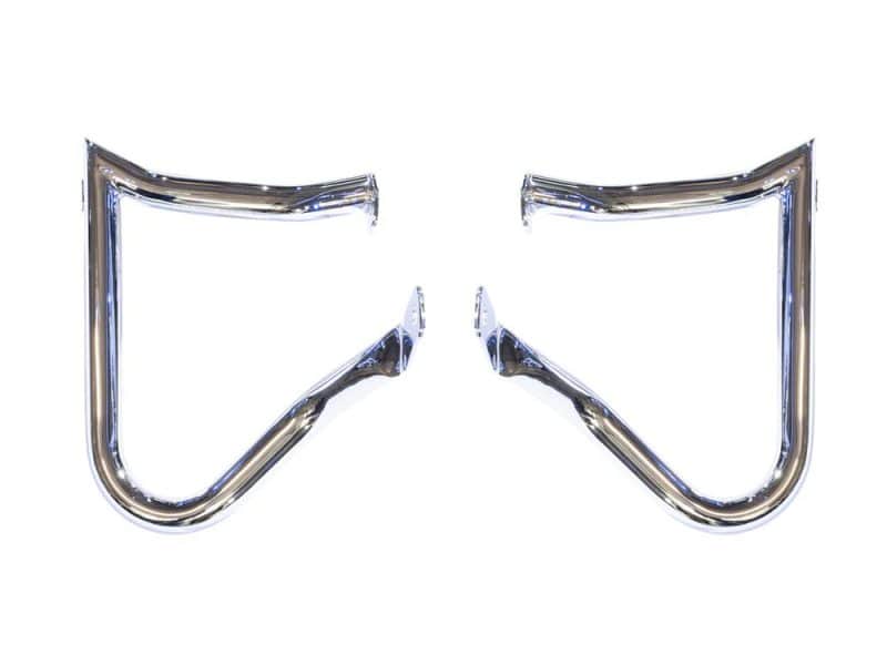 Shiny chrome motorcycle handlebar grips for stylish riding.