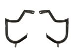 Heavy-duty motorcycle crash bars in black for enhanced protection.