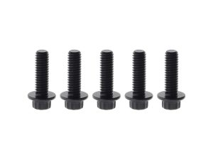 Bolt screws for motorcycle frames and accessories, black metal finish.