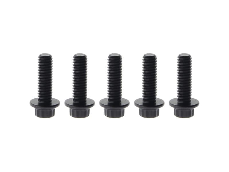 Bolt screws for motorcycle frames and accessories, black metal finish.